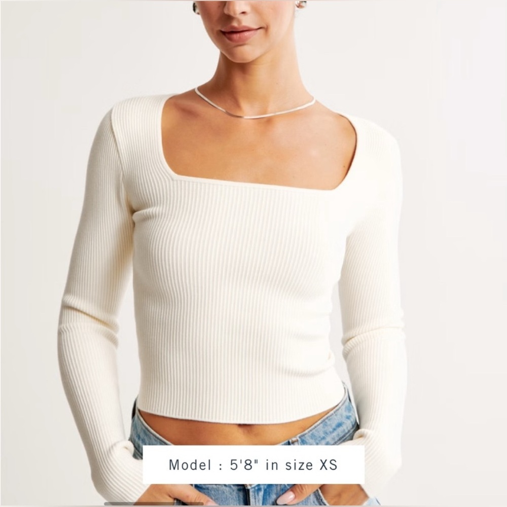 Abercrombie Square neck ribbed long sleeve top. Size XL
